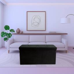 simpa Large Fold Flat Brushed Velvet Ottoman Storage in Black - thumbnail 8