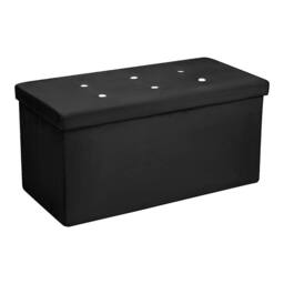 simpa Large Fold Flat Brushed Velvet Ottoman Storage in Black - thumbnail 2