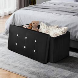 simpa Large Fold Flat Brushed Velvet Ottoman Storage in Black - thumbnail 7