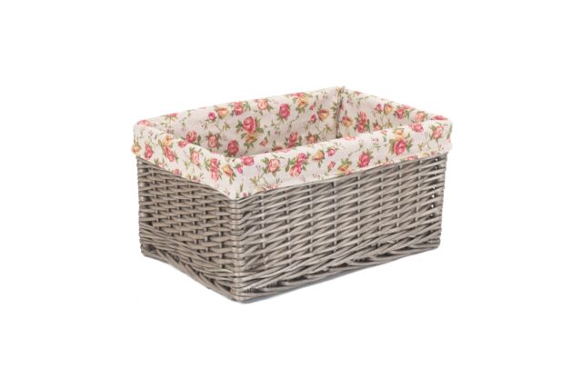 Red Hamper Wicker Antique Wash Garden Rose Willow Storage Baskets in Grey - Size: Medium - image 1