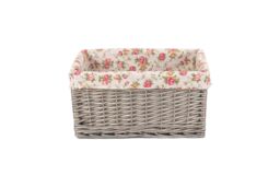 Red Hamper Wicker Antique Wash Garden Rose Willow Storage Baskets in Grey - Size: Medium - thumbnail 2