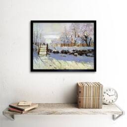 "Artery8 Claude Monet Magpie Old Master Painting 12x16"" Framed Wall Art in White - Size: W12"" x H16""" - thumbnail 2