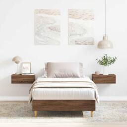 Berkfield Home Durable Bed Frame No Mattress Brown Oak 90x200 cm Engineered Wood - thumbnail 2