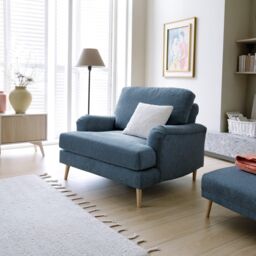 Abakus Direct Harper Armchair - Durable & Easy Clean Upholstery in Dark Blue - thumbnail 1