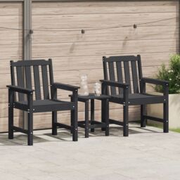Berkfield Home Garden Dining Chairs 2 pcs Black HDPE - thumbnail 1