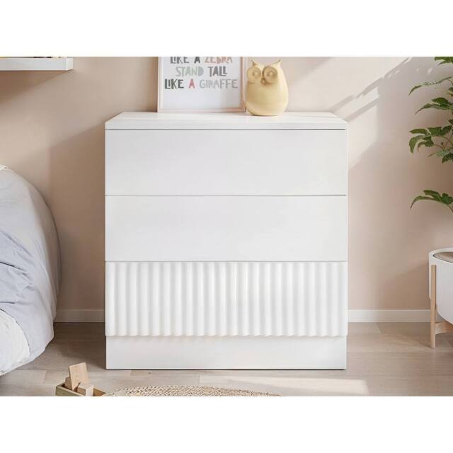 Flair Luca Ribbed 3 Drawer Chest in White - image 1