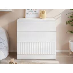 Flair Luca Ribbed 3 Drawer Chest in White - thumbnail 1