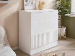 Flair Luca Ribbed 3 Drawer Chest in White - thumbnail 3