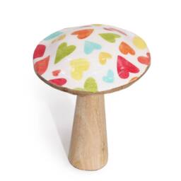 Serenityy Medium Wooden Mushroom Ornament - Pastel Hearts - thumbnail 2