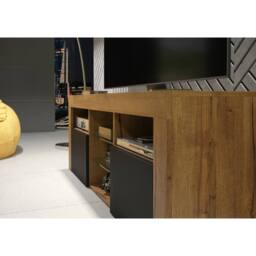 Mex Furniture LTD TV Unit Pulse 145cm - Dark Oak with Black Matt Doors in Brown - thumbnail 4