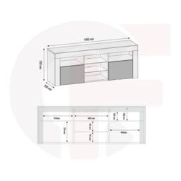 Mex Furniture LTD TV Unit Pulse 145cm - Dark Oak with Black Matt Doors in Brown - thumbnail 6