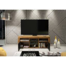 Mex Furniture LTD TV Unit Pulse 145cm - Dark Oak with Black Matt Doors in Brown - thumbnail 5