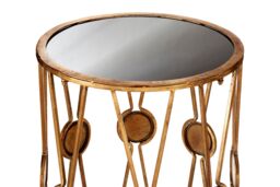 Orsina Elegant Set Of 2 Cross Design Rounded Tables, Versatile Side Tables By Couch For Indoor, Sleek Lounge Table in Gold - thumbnail 3