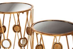 Orsina Elegant Set Of 2 Cross Design Rounded Tables, Versatile Side Tables By Couch For Indoor, Sleek Lounge Table in Gold - thumbnail 4