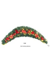 Living and Home 1.8m Artificial Christmas Swag with LED Light Bows Flowers Balls Decorative Swag Wreath for Front Door Fireplace in Green - thumbnail 6