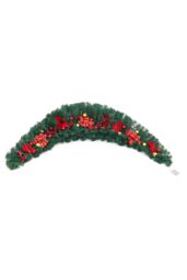 Living and Home 1.8m Artificial Christmas Swag with LED Light Bows Flowers Balls Decorative Swag Wreath for Front Door Fireplace in Green - thumbnail 5