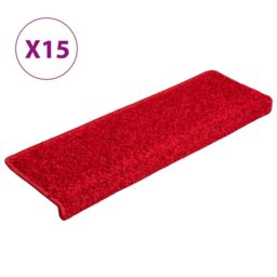 Berkfield Home Carpet Stair Treads 15 pcs 65x21x4 cm Red - Size: Medium - thumbnail 2