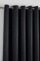 Fusion 'Strata' Triple-Woven Dimout Eyelet Curtains in Black - Size: 168 cm width x 229 cm drop - thumbnail 3