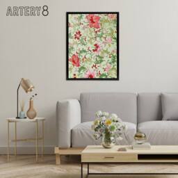 "Artery8 Owen Jones Art Nouveau Pink Flower Pattern Framed Canvas Art Print in Green - Size: W12"" x H16""" - thumbnail 3