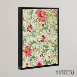 "Artery8 Owen Jones Art Nouveau Pink Flower Pattern Framed Canvas Art Print in Green - Size: W12"" x H16""" - thumbnail 2