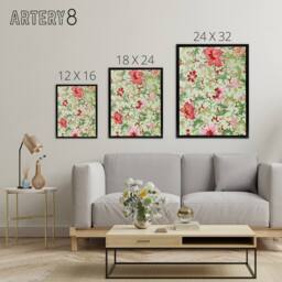 "Artery8 Owen Jones Art Nouveau Pink Flower Pattern Framed Canvas Art Print in Green - Size: W12"" x H16""" - thumbnail 4