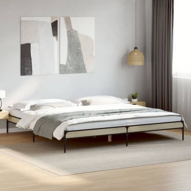 Berkfield Home Bed Frame without Mattress Sonoma Oak 200x200 cm in Brown - image 1