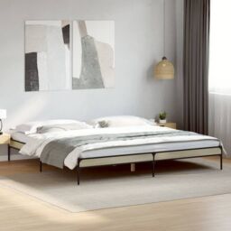 Berkfield Home Bed Frame without Mattress Sonoma Oak 200x200 cm in Brown - thumbnail 1