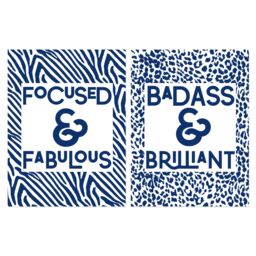 Artery8 Wall Art Print Pack of 2 A4 Focused & Fabulous Badass & Brilliant Typography Zebra Leopard Pattern Office Living Room s Set - thumbnail 1