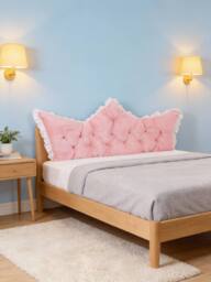 Living and Home Crown-Shaped Ruffled Bed Headboard Pillow in Pink - Size: Large - thumbnail 3