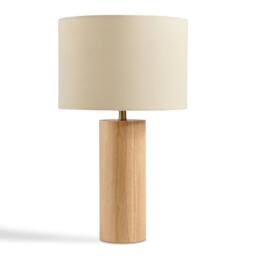 FurnitureboxUK Connie Wood Cylindrical Pillar Table Lamp in Light Brown - thumbnail 4