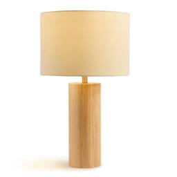 FurnitureboxUK Connie Wood Cylindrical Pillar Table Lamp in Light Brown - thumbnail 5