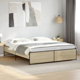 Berkfield Home Bed Frame without Mattress Sonoma Oak 180x200 cm Super King in Brown - thumbnail 1