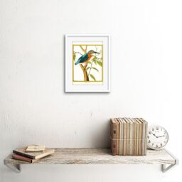 "Artery8 Wall Art Print Bird Common Kingfisher Martin Pecheur Art Framed 9x7 inch in White - Size: W7"" x H9""" - thumbnail 2