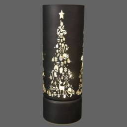Shatchi 27cm Christmas Decorated Vase Led Grey Glass Vase / Christmas Tree