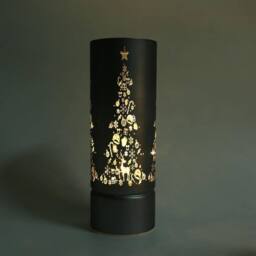 Shatchi 27cm Christmas Decorated Vase Led Grey Glass Vase / Christmas Tree - thumbnail 5