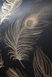 Laurence Llewelyn-Bowen 'Dandy' Decadent Metallic Feather Design Duvet Cover Set in Black - Size: Double - thumbnail 2