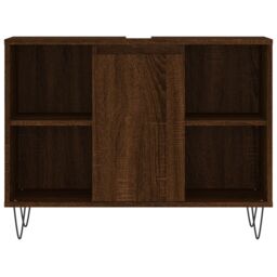 Berkfield Home Bathroom Cabinet Brown Oak 80x33x60 cm Engineered Wood - Size: 80 x 33 x 60 cm - thumbnail 5