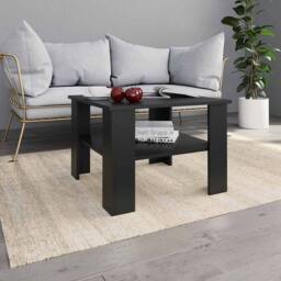 Berkfield Home Modern Coffee Table Black 60x60x42 cm Engineered Wood - Size: 60 x 60 x 42 cm - thumbnail 2