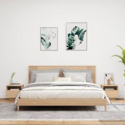 Berkfield Home Bedside Cabinets with LED Lights 2 pcs Sonoma Oak 40x39x37 cm in Brown - Size: 40 x 39 x 37 cm - thumbnail 3