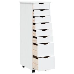 Berkfield Home Rolling Cabinet with Drawers MOSS White Solid Wood Pine - thumbnail 3