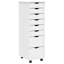 Berkfield Home Rolling Cabinet with Drawers MOSS White Solid Wood Pine - thumbnail 2