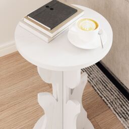 Berkfield Home Side Table White Solid pine wood - thumbnail 4