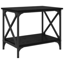 Berkfield Home Side Table with Shelf Black oak 55 x 38 x 45 cm Engineered wood - thumbnail 2