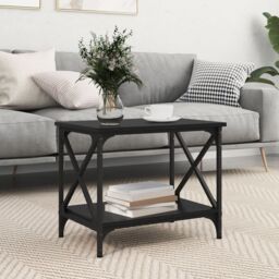Berkfield Home Side Table with Shelf Black oak 55 x 38 x 45 cm Engineered wood