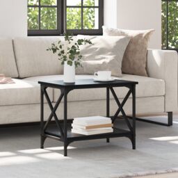 Berkfield Home Side Table with Shelf Black oak 55 x 38 x 45 cm Engineered wood - thumbnail 4