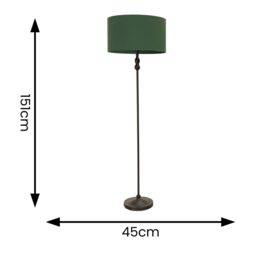 ValueLights Maggie Black Metal Candlestick Floor Lamp with Fabric Lamp Shade in Bottle Green - thumbnail 6
