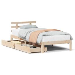 Berkfield Home Bed Frame with Drawers without Mattress 90x190 cm Single in Brown - thumbnail 2
