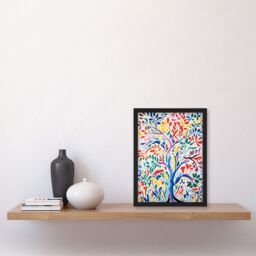 Artery8 Henri Matisse Style Tree Multi Coloured Forest Nature Art Print Framed Poster Wall Decor in Black - Size: A4 - thumbnail 4