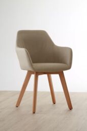 Orsina Stone Fabric Chair With Wood Legs, Backrest Dining Chair, Space-Saving Office Accent Chair with Upholstery in Natural - thumbnail 2