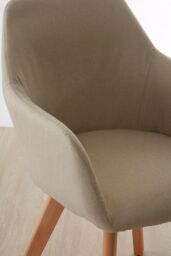 Orsina Stone Fabric Chair With Wood Legs, Backrest Dining Chair, Space-Saving Office Accent Chair with Upholstery in Natural - thumbnail 5